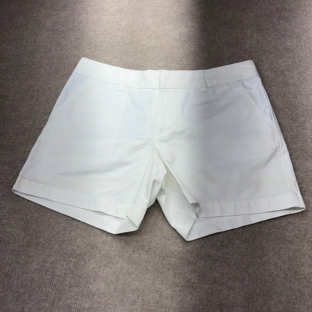 Tommy Hilfiger Womens White Chino Shorts Size 6 FlatFront Preppy Cotton 4 Inseam